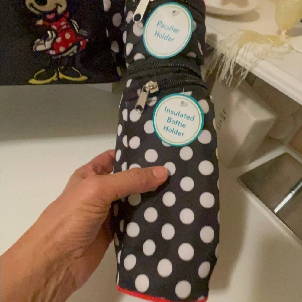 Disney Minnie Dots super cute diaper bag with a bottle holder& stroller straps